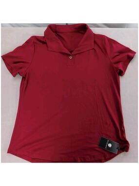 NWT Ivicoer Tunic V-neck Short Sleeve Polo Shirt Women's XL Burgundy